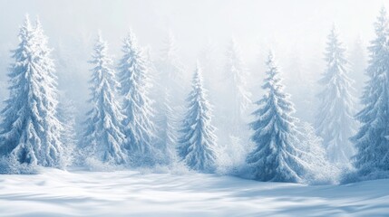 Obraz premium Snow-Covered Pine Forest in Winter