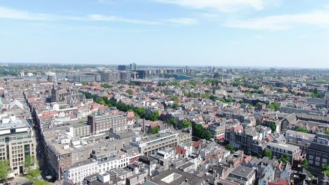 Amsterdam Netherlands scenic aerial footage 