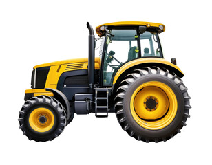 Fototapeta premium A yellow tractor with large wheels, ideal for agricultural tasks and heavy-duty farming operations.