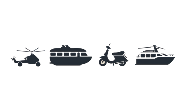 A minimalist vector icon set of transportation