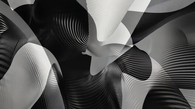 Retro Monochrome Motion Design with Geometric Shapes Patterns