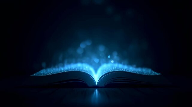 Animation of a magic book on a dark background