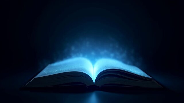 Animation of a magic book on a dark background