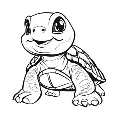 Obraz premium Outline illustration of a black and white turtle for drawing and coloring on white background