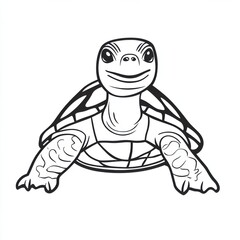 Outline illustration of a black and white turtle for drawing and coloring on white background