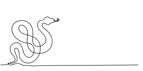 A minimalist line drawing of a snake coiling on a surface with its tongue extended