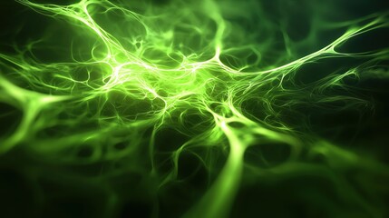 Obraz premium A captivating green abstract design showcasing intricate patterns of light and texture, evoking a sense of energy and vitality.