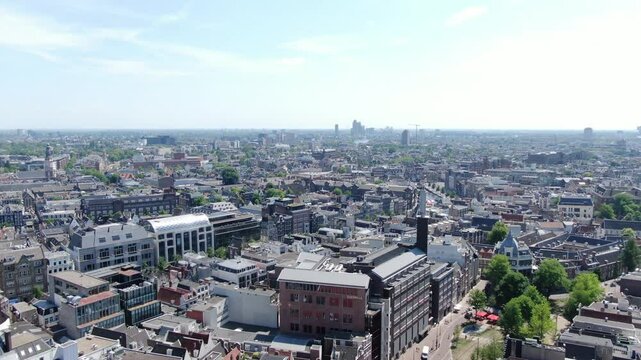 Amsterdam Netherlands scenic aerial footage 