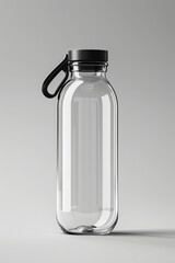 Mockup of a clear plastic bottle for drinking water isolated on plain background.