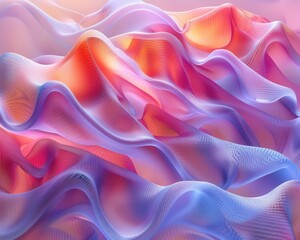 Obraz premium Abstract 3D background, flowing waveforms, vibrant colors, dynamic motion, intricate details, futuristic and immersive
