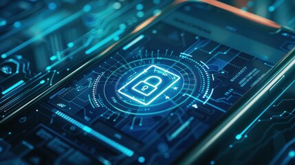 Digital security icon displayed on a smartphone screen with app interface. 