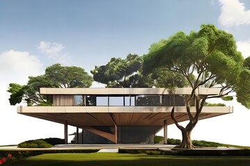 garden with palm trees