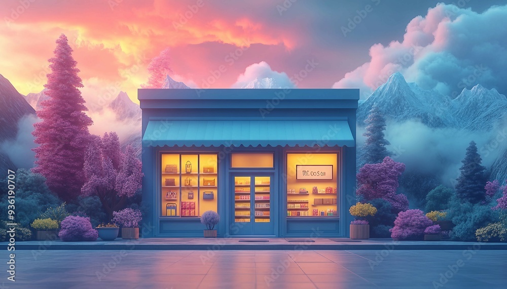 Wall mural e-commerce platform interface background with a sleek and user-friendly aesthetic
