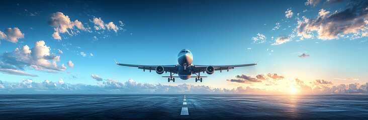 Obraz premium 旅客機・飛行機・青空