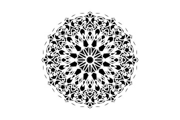 A black and white illustration with a detailed circular pattern, highlighting the elegance of simplicity and design symmetry
