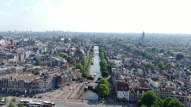 Amsterdam Netherlands scenic aerial footage 