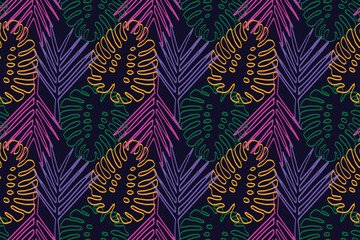 seamless repeating pattern with leaves. vector illustration