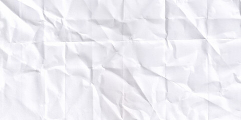 White clean crumpled paper background. Horizontal crumpled empty paper template for posters and banners. Vector illustration