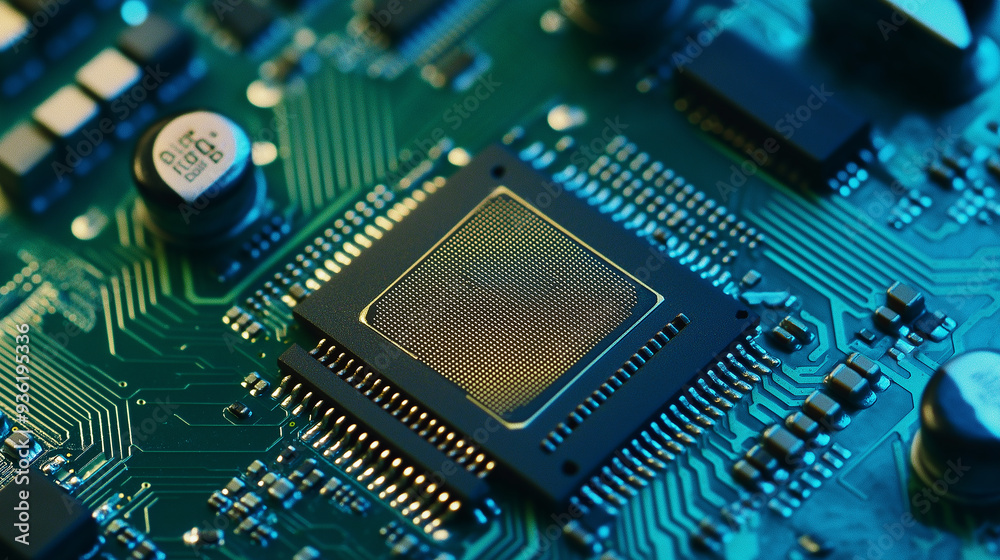 Aufkleber Modern cpu processor connecting with motherboard close up view