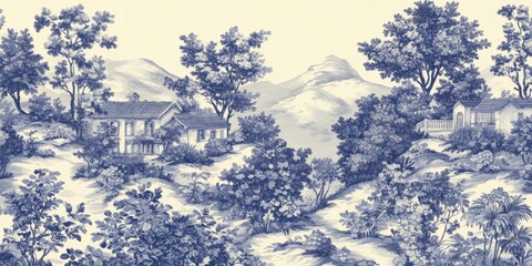 The blue and white chinoiserie print