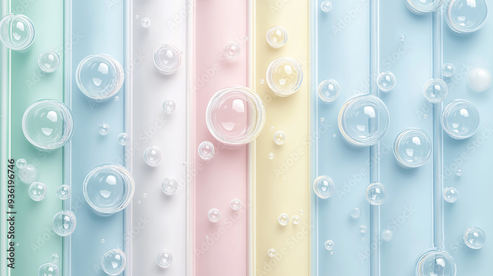 Aufkleber transparent bubbles floating on a pastel colored background