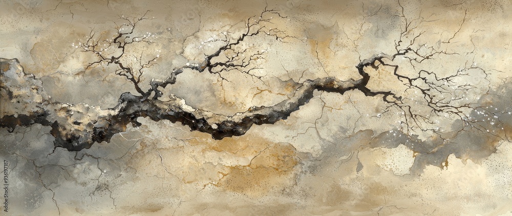 Fototapete this abstract background features a watercolor texture and is reminiscent of a floral branch pattern