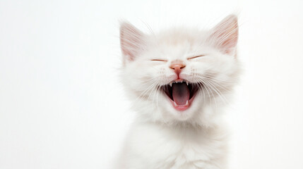 Laughing White Kitten