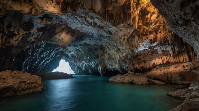Eine H&ouml;hlenlandschaft mit Wasser
