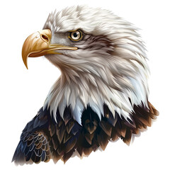 Obraz premium A bald eagle with a white head, isolated on a transparent background