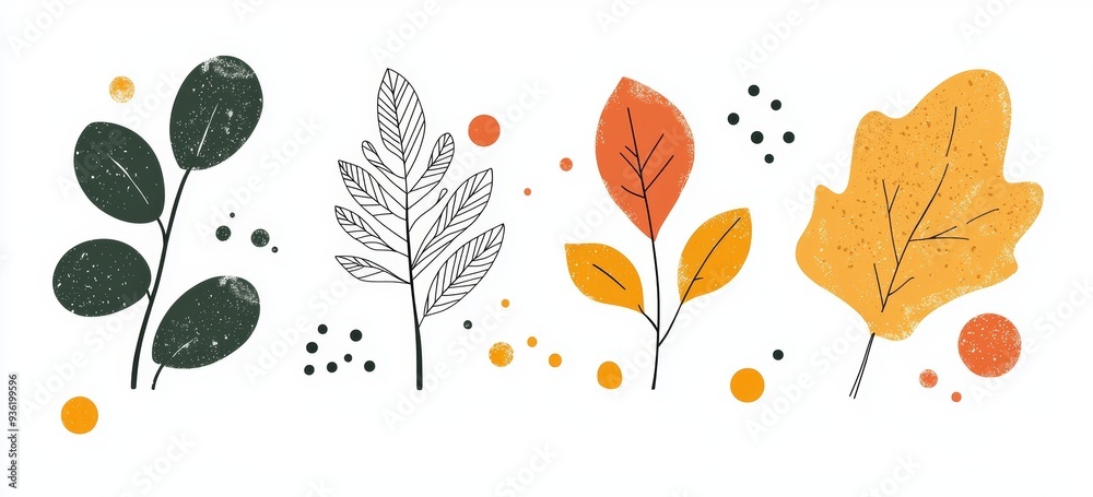 Poster a vestor set in the colors of fall with smashed autumn leaves.