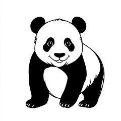 Fototapeta premium Outline illustration of a black and white panda for drawing and coloring on white background