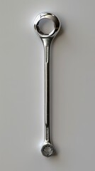 Chrome Wrench on White Background - Close Up