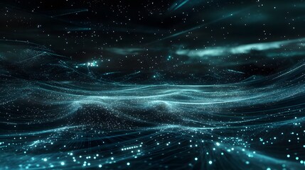 3. A cyber landscape with floating data streams and virtual connections in a digital void