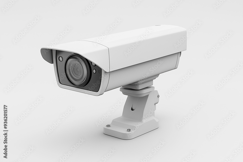 Aufkleber modern security camera observing surrounding area on white background