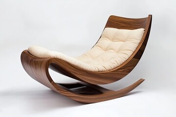 Wooden rocking chair with padded seat Modern design