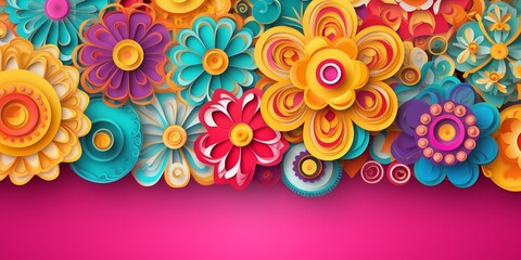 Vibrant diwali paper art banner displaying colorful flowers perfect for festive celebrations and decorative purposes