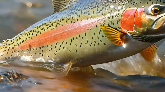 Rainbow Trout Leaping Out of Water