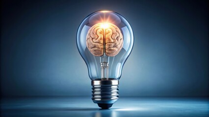 Lightbulb with brain inside symbolizing idea generation, brainstorming, creativity, innovation, inspiration