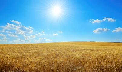 Golden wheat fields, farm landscape
