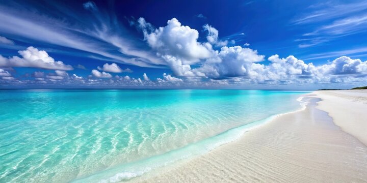Tranquil beach escape with serene azure waters and white sands , relaxation, peaceful, vacation, tropical, paradise, seaside