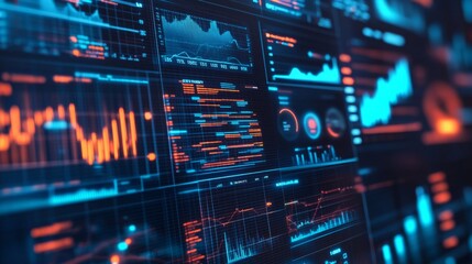 Obraz premium Advanced report with graphs and KPI analysis is presented through AI technology.