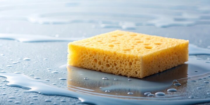 Cleaning sponge being used on a wet surface, cleaning, sponge, scrubbing, wet, surface, housework, cleaning tool
