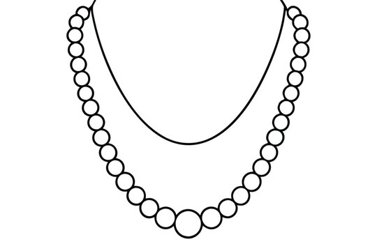 recommend clip art: Luxury Pearl necklaces line art vector illustration