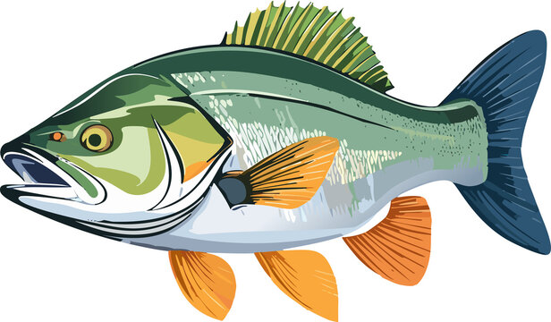 Sea Bass singel fish on a white background