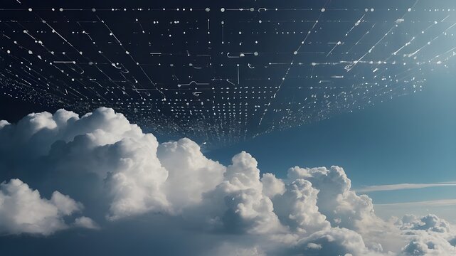IoT and Cloud Computing, Futuristic Design with Dotted Line and Cloud Shape