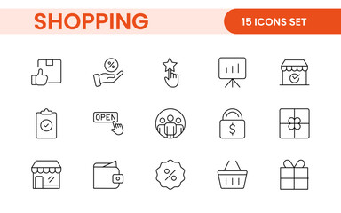 Set of shopping cart icons. Collection of web icons for online store, from various cart icons in various shapes. Shopping outline icon set.
