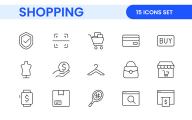 Set of shopping cart icons. Collection of web icons for online store, from various cart icons in various shapes. Shopping outline icon set.