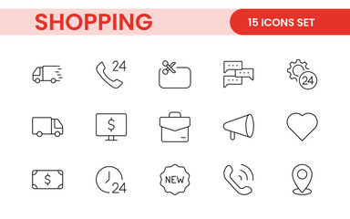 Set of shopping cart icons. Collection of web icons for online store, from various cart icons in various shapes. Shopping outline icon set.