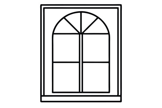 recommend clip art: Window line art vector illustration