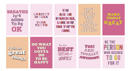 Mental health posters, positive affirmation posters, A4 posters. Wall art, A4 prints, motivation posters. Printable art, 10 pack bundle, print on demand, wallpapers, screensavers